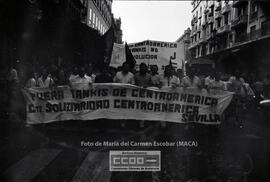 Manifestación en defensa de Nicaragua celebrada en junio de 1983