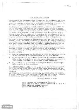 Comunicado de las CC.OO. y otras organizaciones sindicales acerca de la formalización de la COS en Vizcaya.