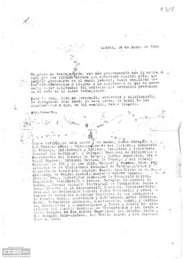 Copia de la carta de trabajadores a varias instituciones. Remite las conclusiones “Ante el futuro del Sindicalismo”.