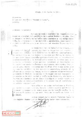 Carta de Luis Emilio Veintimilla al editor de Unidad y Lucha en la que le solicita recibir el periódico.