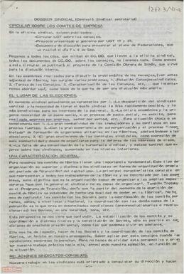 Dossier Sindical de la Secretariat de la Comissió Sindical
