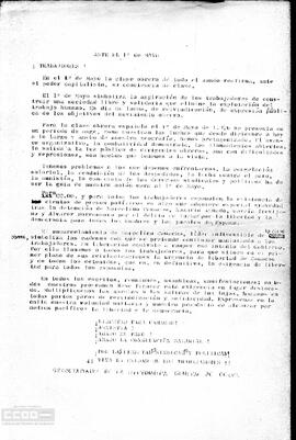“Ante el 1º de Mayo”. Llamamiento a la participación.
