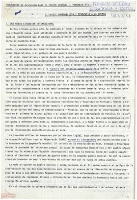 “Documento de discusión para el Comité Central. Ponencia nº 3”