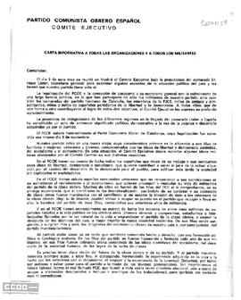 Carta informativa del Comité Ejecutivo del PCOE referente a la preparación del X Congreso.