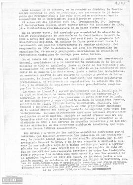 Comunicado de la Coordinadora Regional sobre lo aprobado en su reunión: organización del sindicato y jornada del día cuatro de noviembre.