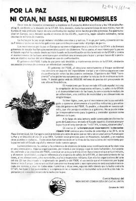 “Por la paz. Ni OTAN, ni bases, ni eruromisiles”. Declaración del Comité Nacional del Moviment Comunista de Catalunya