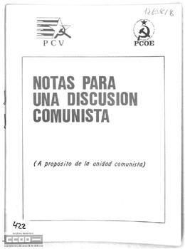 "Notas del PCV-PCOE para una discusión comunista: a propósito de la unidad comunista".