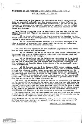 “Manifiesto de los abogados laboralistas sevillanos ante la huelga general del día 12”