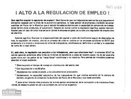“¡Alto a la regulación de empleo!”. Octavilla del Comité de la LCR de SEAT