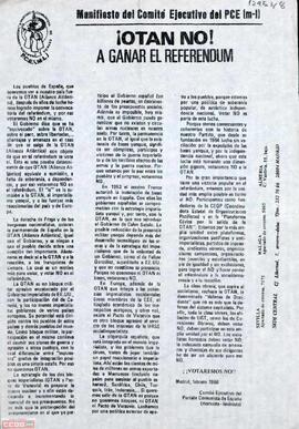 “¡OTAN no! A ganar el referéndum”. Manifiesto del Comité Ejecutivo del Partido Comunista de España  (marxista-leninista)