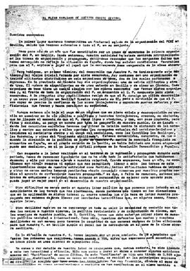 Informe del Comité Provincial de Sevilla del PCOE sobre los inicios y desarrollo del partido.