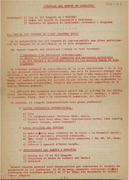 Circular del Comité de Catalunya de la OCE (Bandera Roja).