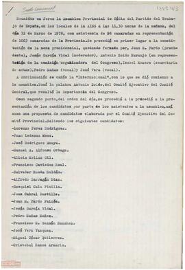 Acta de reunión de la Asamblea Provincial de Cádiz del PTE.