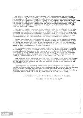 Comunicado de la Comisión Delegada de Comisiones Obreras de Sevilla sobre la aparición de bonos falsos.