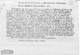 “Hoja de divulgación política e ideológica para trabajadores”. Nº 2. PCOE.