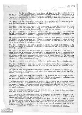 Comunicado de los aspirantes a ingreso en la Facultad de Medicina de Sevilla a los partidos políticos en el que piden apoyo a sus peticiones de acceso a la Facultad.