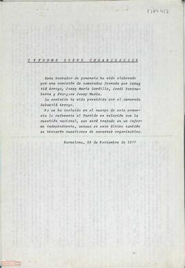 Informe sobre organización. Ponencia para la I Conferencia Nacional de Catalunya del PTE.