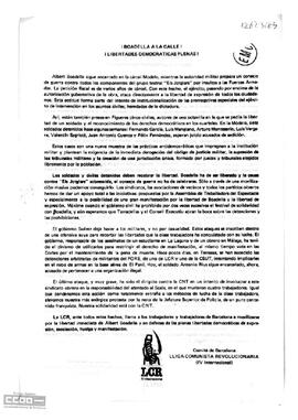 “¡Boadella a la calle! ¡Libertades democráticas plenas!”. Llamamiento del Comité de Barcelona de la LCR a la movilización por la libertad inmediata de Albert Boadella