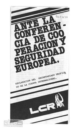 “Ante la conferencia de cooperación y seguridad europea” Declaración del Secretariado Unificado de la IV Internacional”