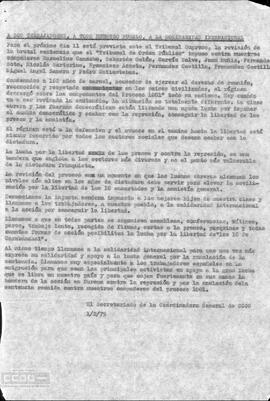 A los trabajadores, a todo nuestro pueblo, a la solidaridad internacional