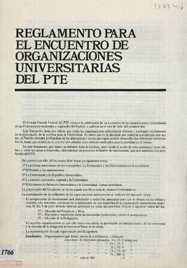 Reglamento para el encuentro de organizaciones universitarias del PTE.
