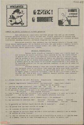 Encuesta sobre el periódico Combate-Zutik. LKI Gipuzkoa