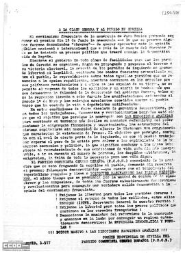 Llamamiento del Comité Provincial de Sevilla del PCOE al boicot a las elecciones generales.