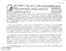 “¡Contra el paro y los topes salariales! ¡Readmisión despedidos! ¡Amnistía!”