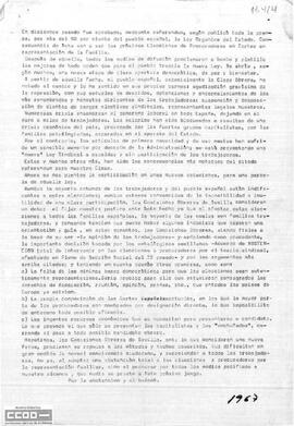 Llamamiento de las Comisiones Obreras de Sevilla para pedir la abstención y el boicot a las elecciones a procuradores por la representación familiar