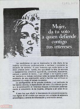“Mujer, da tu voto a quien defiende contigo tus intereses”