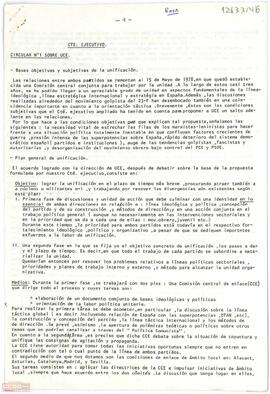 Circular nº 1 del Comité Ejecutivo de la [OCE (BR)] sobre la unidad con la UCE