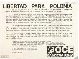 “Libertad para Polonia”. Llamamiento de la OCE (BR) a sumarse a todos los actos en solidaridad con el pueblo polaco