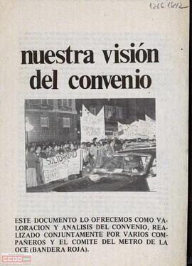 Valoración y análisis del convenio del metro realizado por el Comité del Metro de la OCE (Bandera Roja)