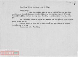 Copia de la carta de Manuel Góngora a Raúl.