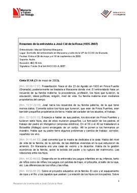 Entrevista a José Cid de la Rosa