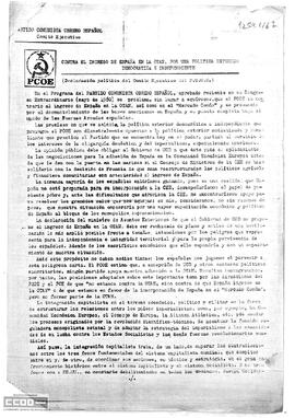 “Contra el ingreso de España en la OTAN...”. Declaración política del Comité Ejecutivo del PCOE.