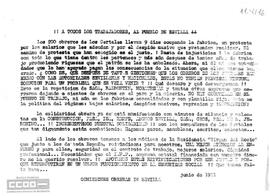 Llamamiento de las Comisiones Obreras de Sevilla en solidaridad con los compañeros de Loscertales y los médicos del Virgen del Rocío.