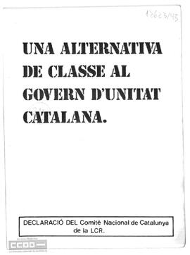 “Una alternativa de classe al govern d’unitat catalana”. Declaració del Comité Nacional de Catalunya de la LCR