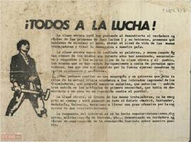 “¡Todos a la lucha!”. Llamamiento del Comité Nacional de Catalunya del PTE a la huelga general política.