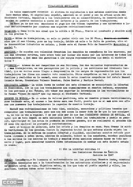 Llamamiento de las Comisiones Obreras de Sevilla a la participación en la protesta nacional del día 27