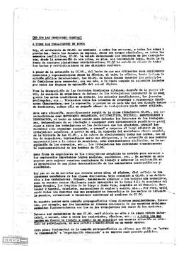 “Qué son las Comisiones Obreras”. Comunicado de las Comisiones Obreras de Banca de Sevilla.