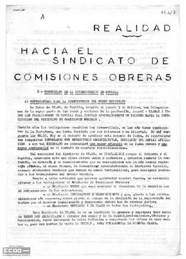 “Hacia el sindicato de Comisiones Obreras”. Realidad.