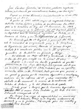 Informe sobre José Cordero.