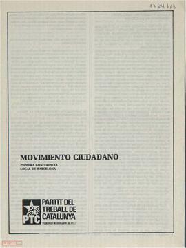 “Movimiento ciudadano”. Primera Conferencia Local de Barcelona del PTC.