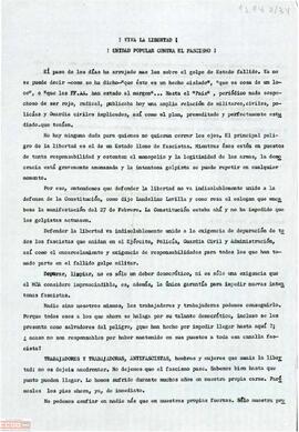 “¡Viva la libertad! ¡Unidad popular contra el fascismo!”. Llamamiento del  Movimiento Comunista de Andalucía para la organización de un frente antifascista