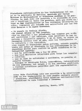 Plataforma reivindicativa de los trabajadores del campo de la provincia de Sevilla.