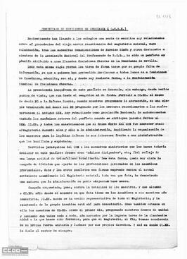 Comunicado de Comisiones de Enseñanza de Sevilla sobre el panfleto atribuido a las Comisiones de Enseñanza de Sevilla.