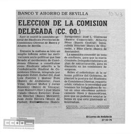 “Banco y Ahorro de Sevilla: elección de la Comisión Delegada (CC.OO.)”. Recorte de prensa. El Correo de Andalucía.