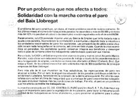 “Por un problema que nos afecta a todos: solidaridad con la marcha contra el paro del Baix Llobregat”. Llamamiento del Comité del Baix Llobregat de la LCR al apoyo de la marcha contra el paro