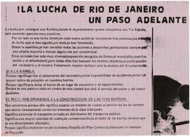 “¡La lucha de Río de Janeiro un paso adelante!”. Llamamiento de la Organització de 9 barris del  Moviment Comunista de Catalunya para luchar por la Rambla